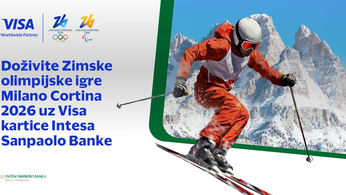Intesa Sanpaolo Banka i Visa vode vas na Zimske olimpijske igre Milano Cortina 26.