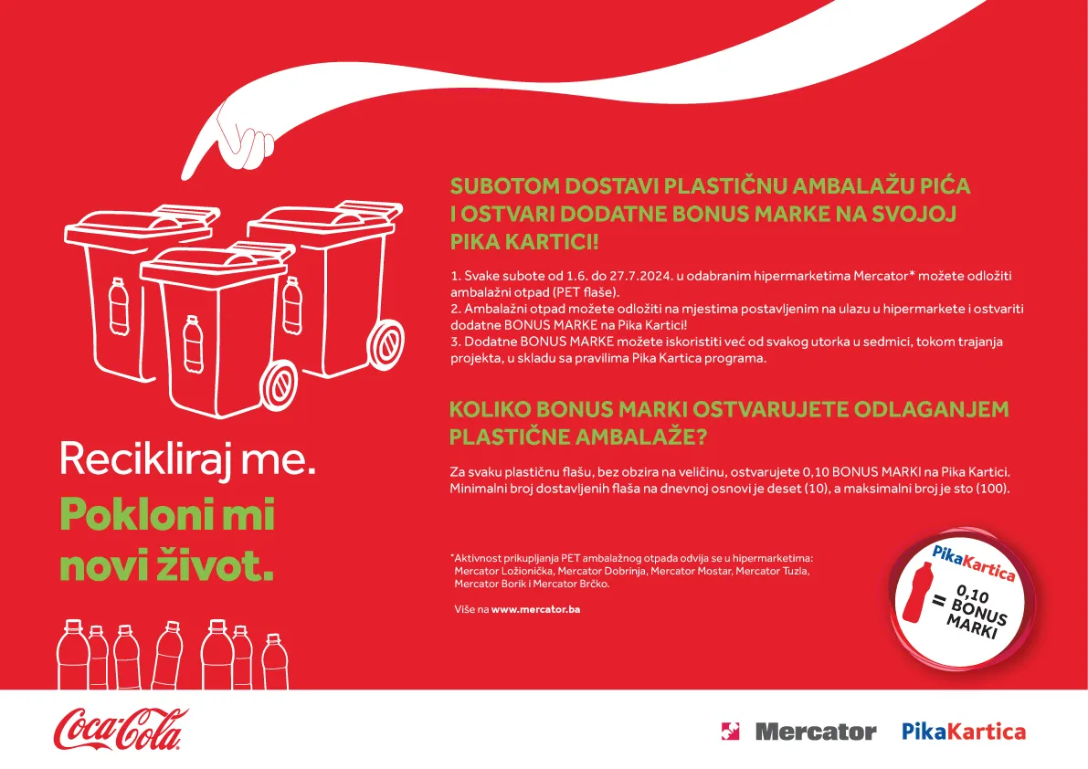 Coca-Cola i Mercator ponovo udruženi za svijet bez otpada