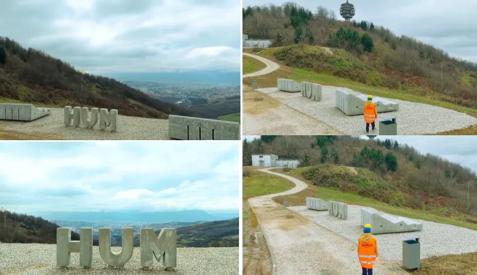 Betonska slova H U M i nove klupe: Termo-beton uredio popularni sarajevski vidikovac