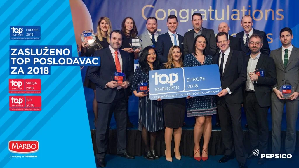 Kompanija PepsiCo Zapadni Balkan dobitnik je prestižnog priznanja „Top Employers" za poslovanje u BiH