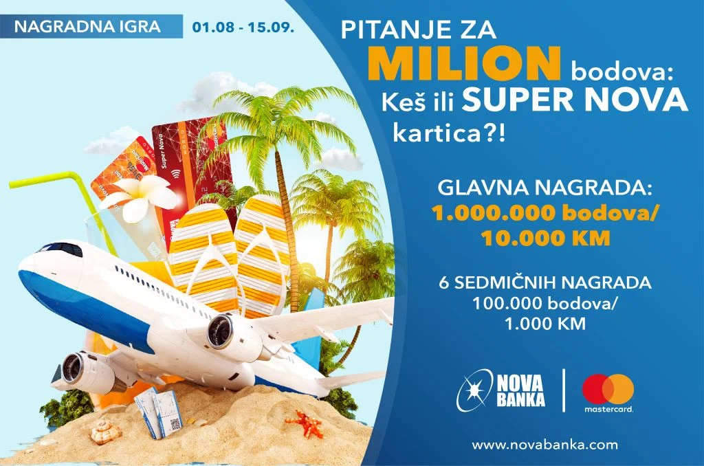 Nova banka i Mastercard - Nagradna igra 'Pitanje za milion bodova: keš ili Super Nova kartica'