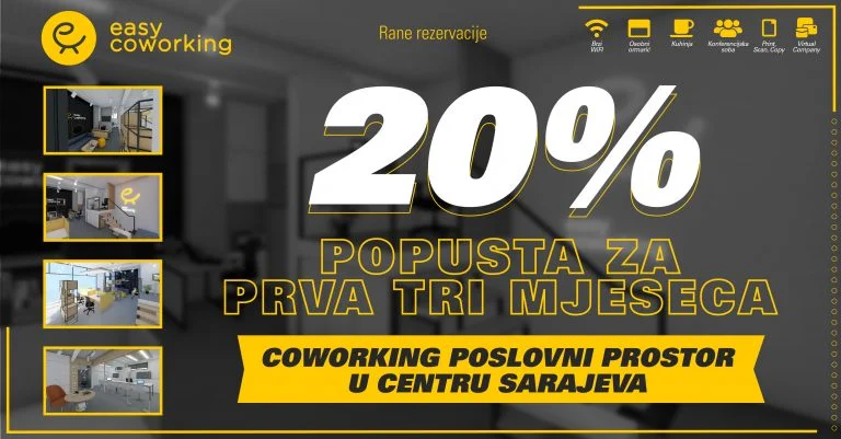 Treba ti kancelarija? Iznajmi stol u novom coworking prostoru u centru Sarajeva