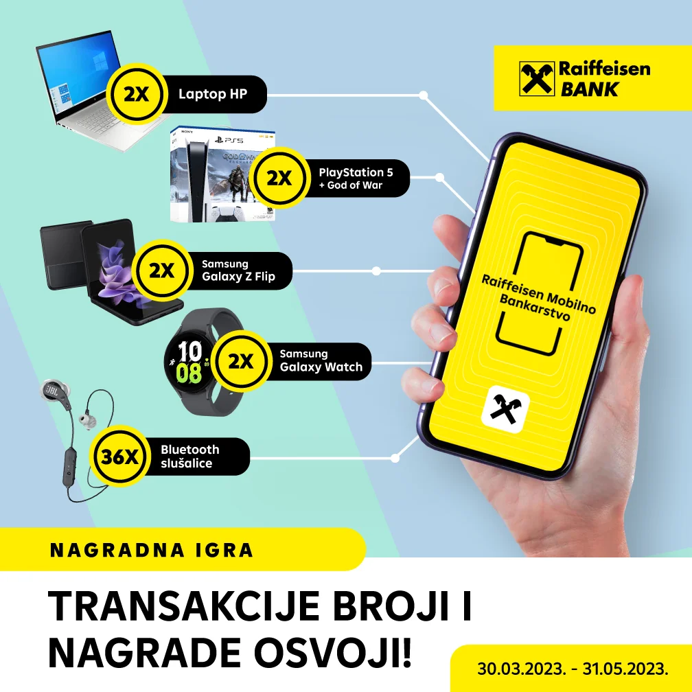 Vrijedne nagrade za korisnike Raiffeisen Mobilnog Bankarstva