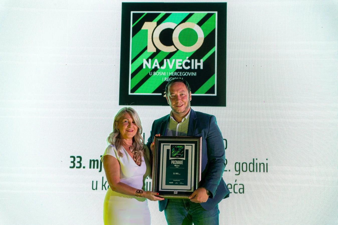 NRG d.o.o. - Dobitnici prestižnog priznanja na događaju "100 najvećih u BiH i regionu"