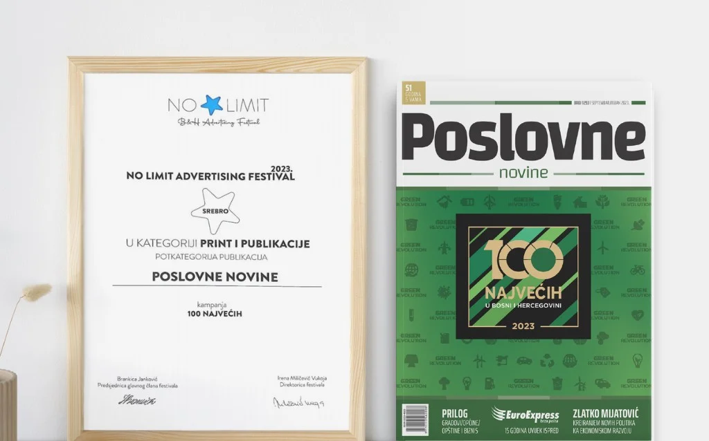 Poslovne novine osvojile srebro na NO LIMIT festivalu za publikaciju "100 najvećih"