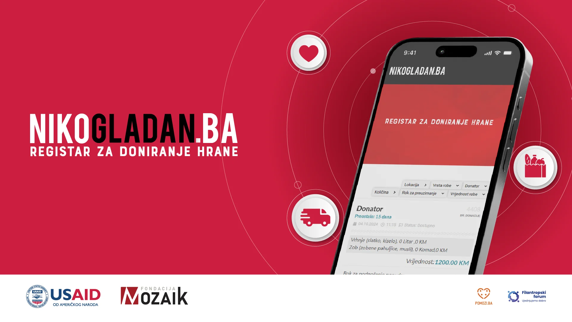 Digitalni registar za doniranje hrane Nikogladan.ba