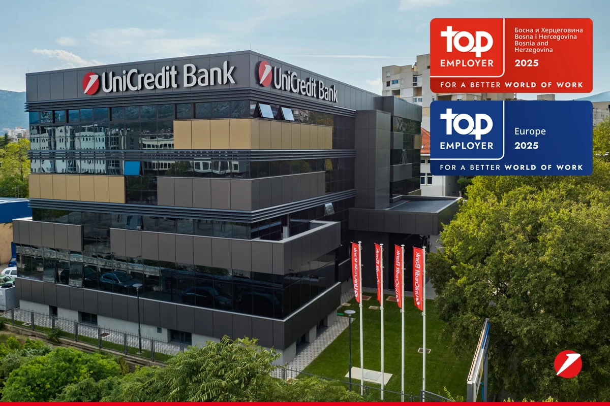 UniCredit Bank certificirana kao Top Employer 2025 u Bosni i Hercegovini