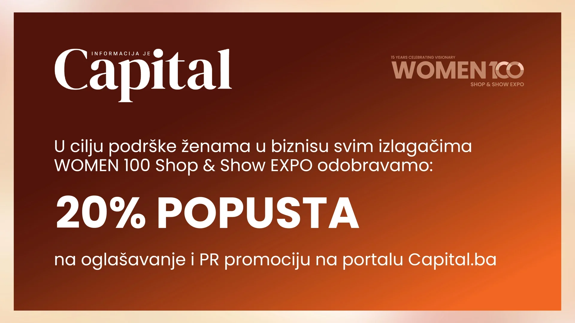 Capital obezbijedio 20% popusta za izlagače Women 100 Expo