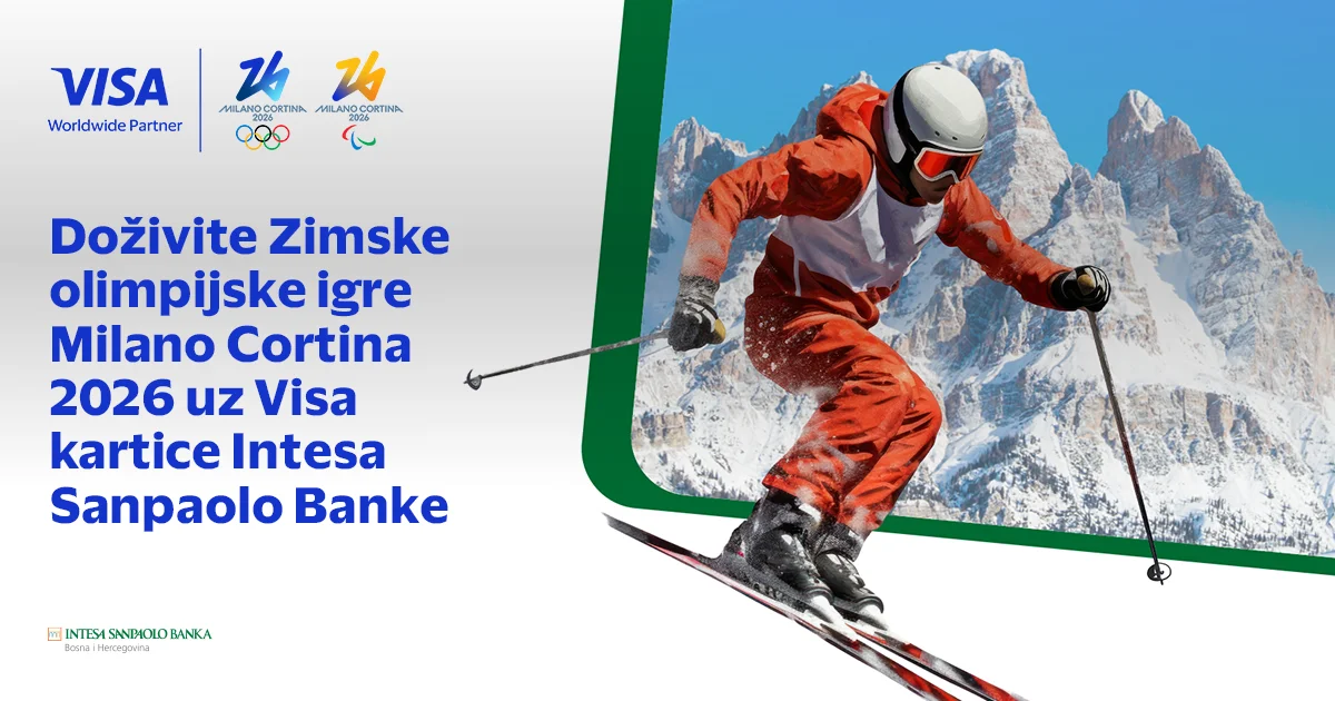 Intesa Sanpaolo Banka i Visa vode vas na Zimske olimpijske igre Milano Cortina 26.	